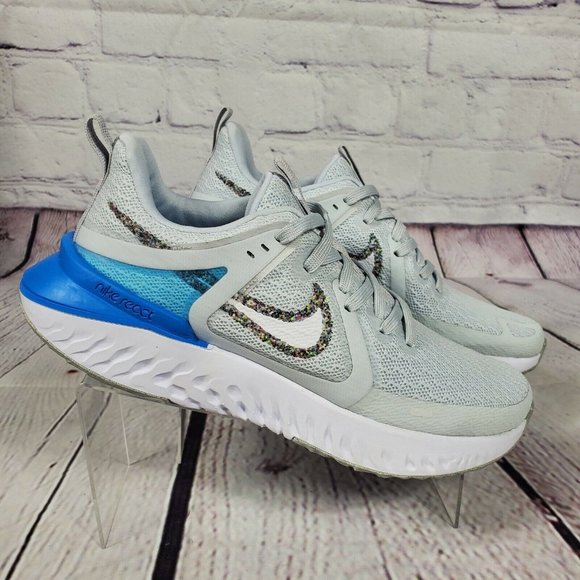 Nike Runing Shoes Womens Size 8 Wolf Grey Legend React 2 Swoosh Gym Work Out - Picture 3 of 8